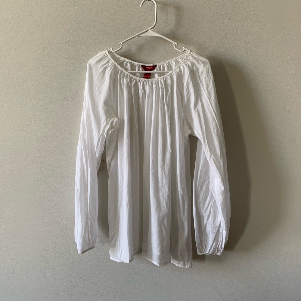 Sundance White Gathered Neck Peasant Top